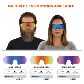 Ergodyne Aegir 55007 Safety Glasses - Black Frame - Blue Mirror Lens