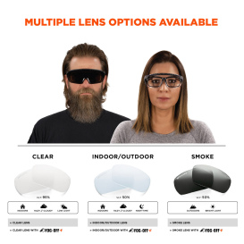 Ergodyne Osmin 55104 Safety Glasses - Black OTG Frame - Indoor/Outdoor Fog-Off Anti-Fog Lens