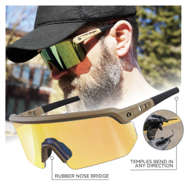 Ergodyne Aegir 55232 Safety Glasses - Matte Desert Frame - Color Enhancing Mirror Yellow Lens