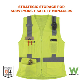 Ergodyne GloWear 8247ZW-S Type R Class 2 Women\'s Surveyor Safety Vest - Lime