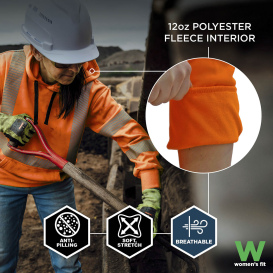 Ergodyne GloWear 8304W Type R Class 3 Women\'s Performance Hooded Sweatshirt - Orange