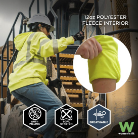 Ergodyne GloWear 8305W Type R Class 3 Women\'s Performance Hooded Zip-Up Sweatshirt - Lime