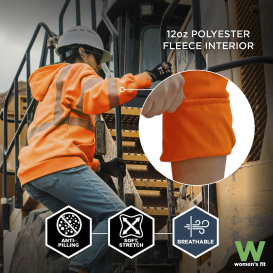 Ergodyne GloWear 8305W Type R Class 3 Women\'s Performance Hooded Zip-Up Sweatshirt - Orange