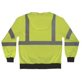 Ergodyne GloWear 8312BK Type R Class 3 Essential Black Bottom Zipper Hooded Sweatshirt - Lime