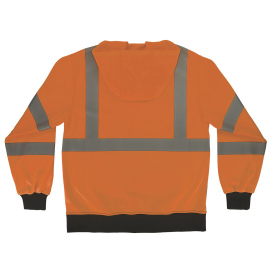 Ergodyne GloWear 8312BK Type R Class 3 Essential Black Bottom Zipper Hooded Sweatshirt - Orange