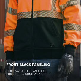 Ergodyne GloWear 8318BK Type R Class 3 Performance Black Bottom Zipper Hooded Sweatshirt - Orange