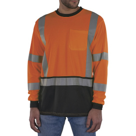 Ergodyne GloWear 8369BK Type R Class 3 Essential Black Bottom Long Sleeve T-Shirt - Orange