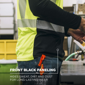 Ergodyne GloWear 8371BK Type R Class 3 Black Bottom Long Sleeve T-Shirt - Lime