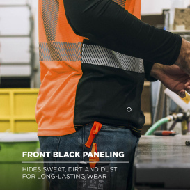 Ergodyne GloWear 8371BK Type R Class 3 Black Bottom Long Sleeve T-Shirt - Orange