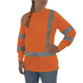 Ergodyne GloWear 8374 Type R Class 3 Women\'s Essential Long Sleeve T-Shirt - Orange