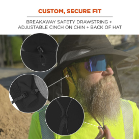 Ergodyne Chill-Its 8934 Ranger Hat with Neck Shade - Black