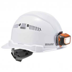 Ergodyne Skullerz 8972LED Cap Style Vented Hard Hat with LED Light - Ratchet Suspension - White