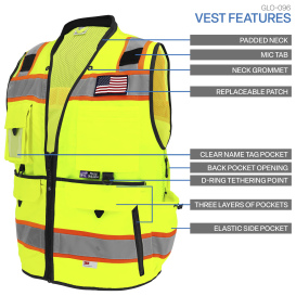 Global Glove GLO-096 FrogWear Type R Class 2 Premium Surveyor Safety Vest