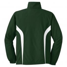 Sport-Tek JST60 Colorblock Raglan Jacket - Forest Green/White