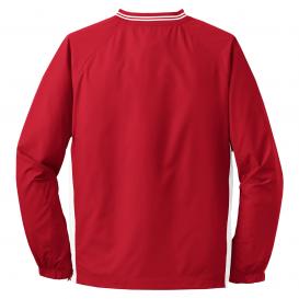 Sport-Tek JST62 Tipped V-Neck Raglan Wind Shirt - True Red/White