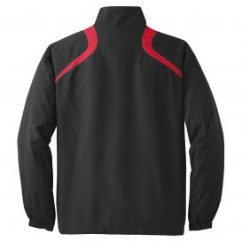 Sport-Tek JST75 1/2-Zip Wind Shirt - Black/True Red | Full Source
