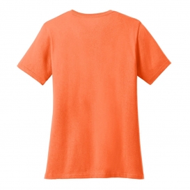 Port & Company LPC54V Ladies Core Cotton V-Neck Tee - Neon Orange