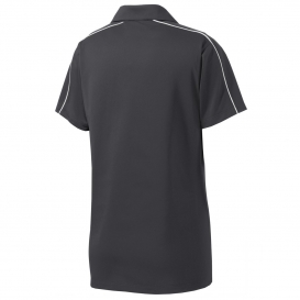 Sport-Tek LST653 Ladies Micropique Sport-Wik Piped Polo - Iron Grey/White