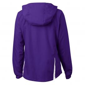 Sport-Tek LST76 Ladies Colorblock Hooded Jacket - Purple/White