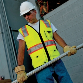 Kishigo 1513 Black Series Heavy Duty Safety Vest - Yellow/Lime