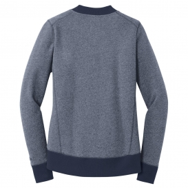 New Era LNEA503 Ladies French Terry Baseball Full-Zip - True Navy/True Navy Twist