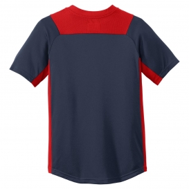 New Era YNEA221 Youth Diamond Era 2-Button Jersey - True Navy/Scarlet