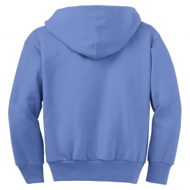 Port & Company PC78YZH Youth Core Fleece Full-Zip Hooded Sweatshirt - Carolina Blue