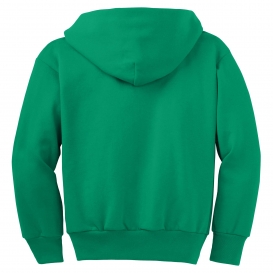 Port & Company PC90YZH Youth Core Fleece Full-Zip Hooded Sweatshirt - Kelly