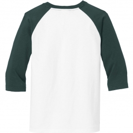 Port & Company PC55YRS 3/4-Sleeve Raglan T-Shirt - White/Dark Green