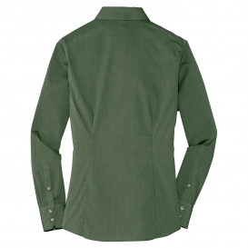 Port Authority L640 Ladies Crosshatch Easy Care Shirt - Dark Cactus Green