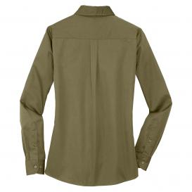 Port Authority L649 Ladies Stain-Resistant Roll Sleeve Twill Shirt - Vintage Khaki