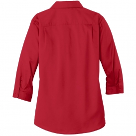 Port Authority L665 Ladies 3/4 Sleeve SuperPro Twill Shirt - Rich Red