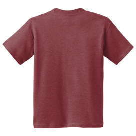 Hanes 5370 Youth EcoSmart 50/50 Cotton/Polyester T-Shirt - Heather Red