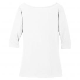 District DM107L Women\'s Perfect Weight 3/4-Sleeve Tee - Bright White