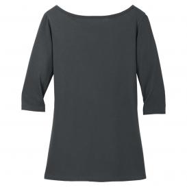 District DM107L Women\'s Perfect Weight 3/4-Sleeve Tee - Charcoal