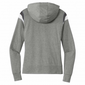 New Era LNEA108 Ladies Heritage Blend Varsity Hoodie - Shadow Grey Heather/Graphite/White