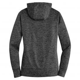 Sport-Tek LST225 Ladies PosiCharge Electric Heather Fleece Hooded Pullover - Grey/Black Electric