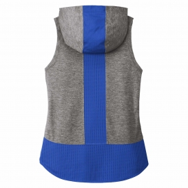 Sport-Tek LST410 Ladies PosiCharge Tri-Blend Wicking Draft Hoodie Tank - True Royal/Dark Grey Heather