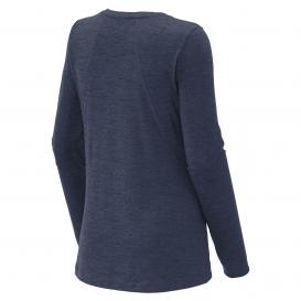 Sport-Tek LST710 Ladies Exchange 1.5 Long Sleeve Crew Tee - Dark Denim Heather