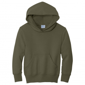 Port & Company PC78YH Youth Core Fleece Pullover Hooded Sweatshirt - Olive Drab Green