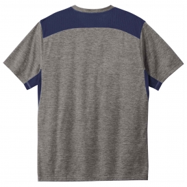 Sport-Tek ST410 PosiCharge Tri-Blend Wicking Draft Tee - True Navy/Dark Grey Heather