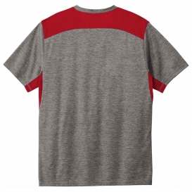 Sport-Tek ST410 PosiCharge Tri-Blend Wicking Draft Tee - True Red/Dark Grey Heather