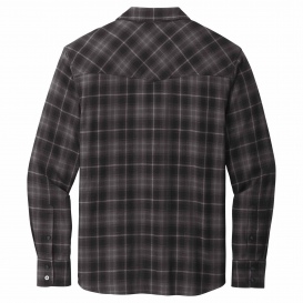 Port Authority W672 Long Sleeve Ombre Plaid Shirt - Deep Black