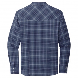 Port Authority W672 Long Sleeve Ombre Plaid Shirt - True Navy