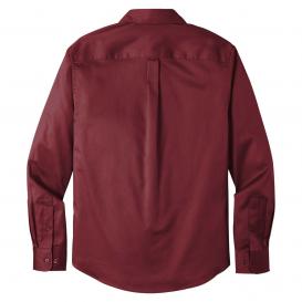 Port Authority W808 Long Sleeve SuperPro React Twill Shirt - Burgundy