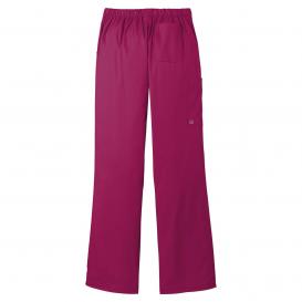 Wink WW4750P Women\'s Petite WorkFlex Flare Leg Cargo Pocket Scrub Pants - Wine