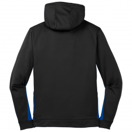 Sport-Tek YST235 Youth Sport-Wick Fleece Colorblock Hooded Pullover - Black/True Royal