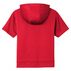 Sport-Tek YST251 Youth Sport-Wick Fleece Short Sleeve Hooded Pullover - Deep Red