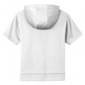 Sport-Tek YST251 Youth Sport-Wick Fleece Short Sleeve Hooded Pullover - White