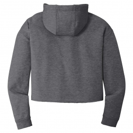 Sport-Tek LST298 Ladies PosiCharge Tri-Blend Wicking Fleece Crop Hooded Pullover - Dark Grey Heather